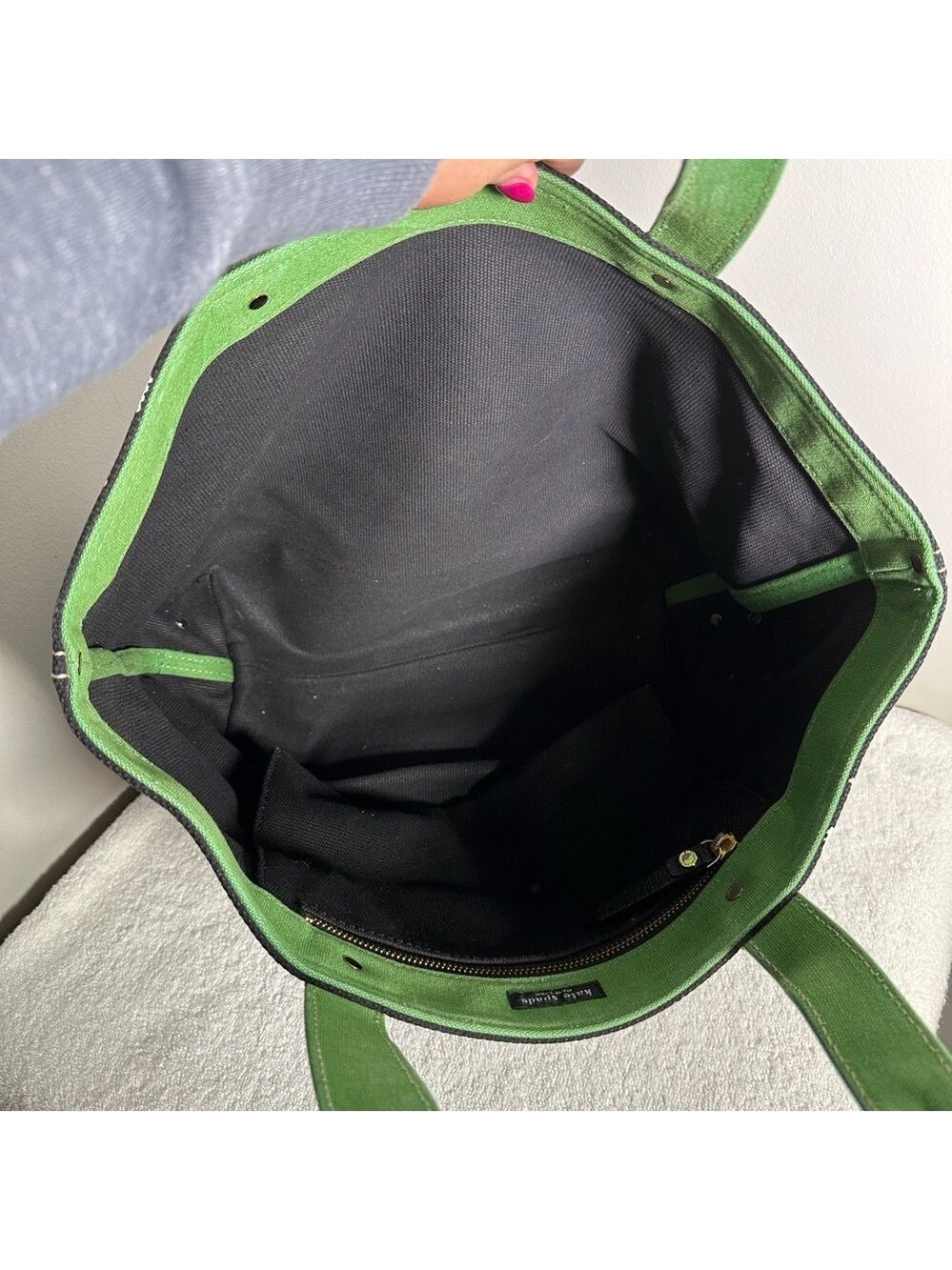 Kate Spade Black Tote with Green Handles - Picture 7 of 8